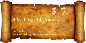 Báling Tünde névjegykártya
